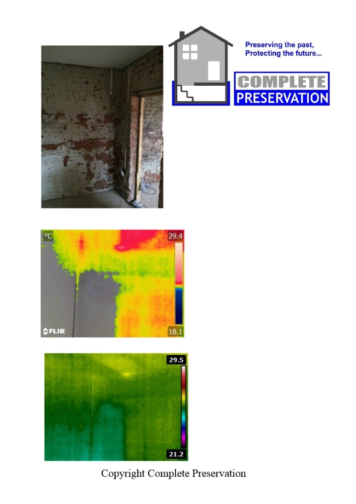 Thermal images of rising damp