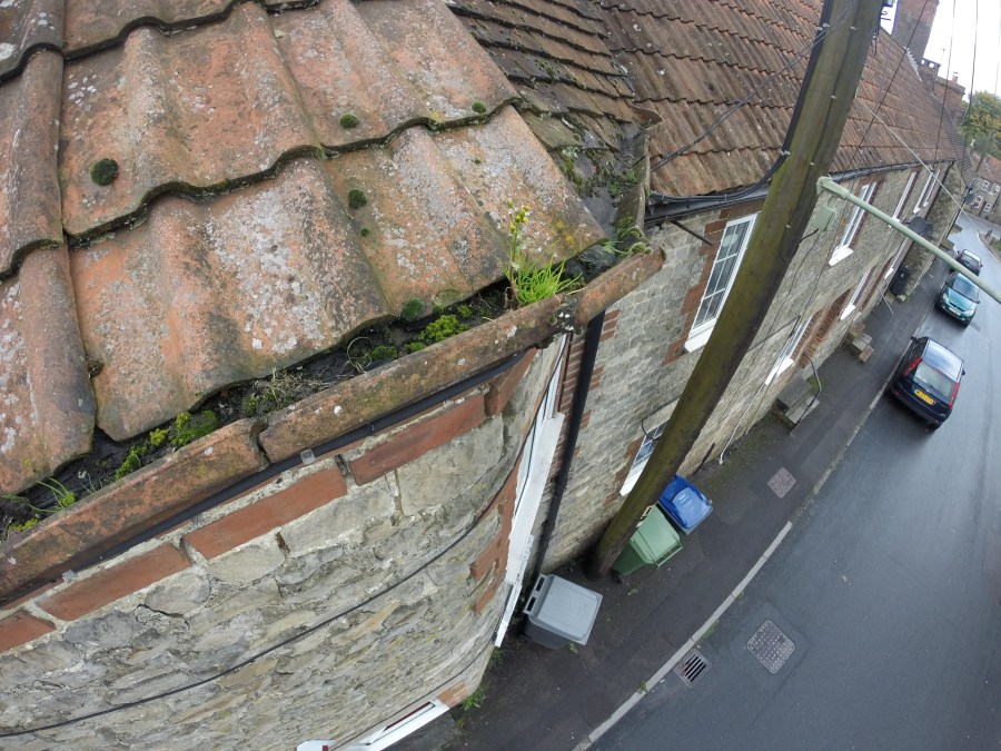 Blocked guttering was the cause of the penetrating dampness issue to this property in Warminster Wiltshire, this was picked up on a pre purchase survey.