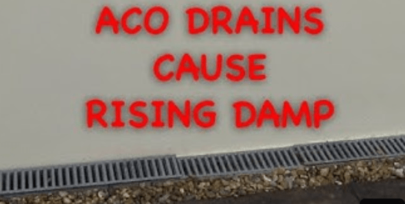 ACO drains install cause rising damp